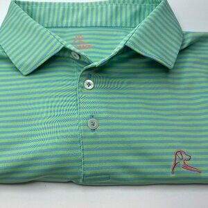 Rhoback Green and Blue Stripe Polo Shirt XL